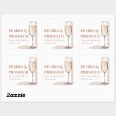 Elegante moderne parels en Prosecco Bruidsfeestje Vierkante Sticker (Vel)