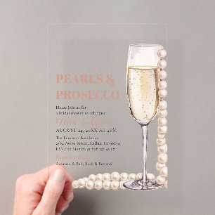 Elegante moderne parels en Prosecco bruidsuitnodig Acryl Uitnodigingen