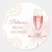Elegante moderne parels & Prosecco Bruidsmeisje Bo Ronde Sticker (Voorkant)