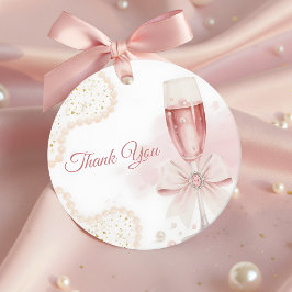 Elegante moderne parels & Prosecco bruidsuitnodigi Bedankjes Labels