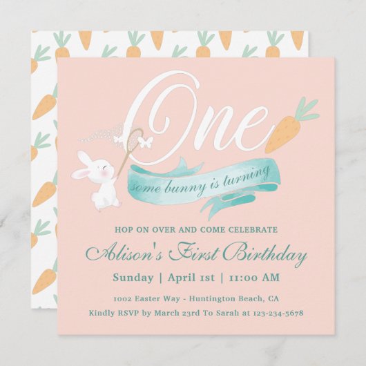 Elegante moderne Pasen eerste verjaardag Kaart (Voorkant / Achterkant)