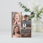 elegante moderne Pasen, familie drie fotocollage Briefkaart (Staand voorkant)