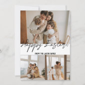 elegante moderne Pasen, familie drie fotocollage Feestdagenkaart (Voorkant)