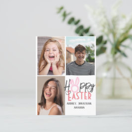 elegante moderne Pasen, familie drie fotocollage Feestdagenkaart
