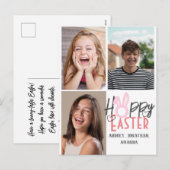 elegante moderne Pasen, familie drie fotocollage Feestdagenkaart (Voorkant / Achterkant)