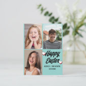 elegante moderne Pasen, familie drie fotocollage Feestdagenkaart (Staand voorkant)