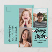 elegante moderne Pasen, familie drie fotocollage Feestdagenkaart (Voorkant / Achterkant)
