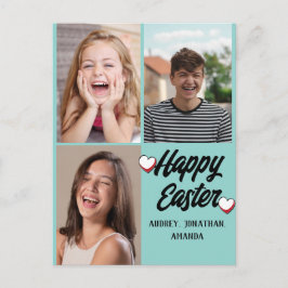 elegante moderne Pasen, familie drie fotocollage Feestdagenkaart