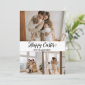 elegante moderne Pasen, familie drie fotocollage Feestdagenkaart (Staand voorkant)