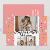 elegante moderne Pasen, familie drie fotocollage Feestdagenkaart (Voorkant / Achterkant)