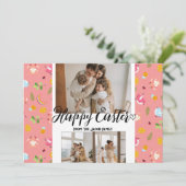elegante moderne Pasen, familie drie fotocollage Feestdagenkaart (Staand voorkant)