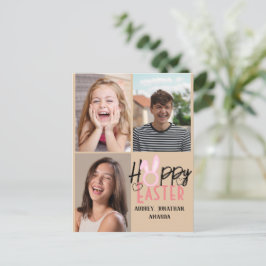 elegante moderne Pasen, familie drie fotocollage Feestdagenkaart