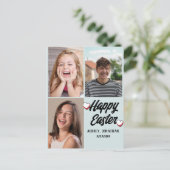 elegante moderne Pasen, familie drie fotocollage Feestdagenkaart (Staand voorkant)