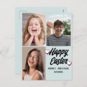 elegante moderne Pasen, familie drie fotocollage Feestdagenkaart (Voorkant / Achterkant)