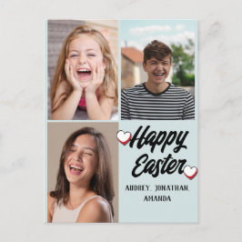elegante moderne Pasen, familie drie fotocollage Feestdagenkaart