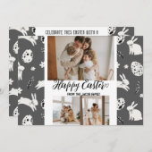 elegante moderne Pasen, familie drie fotocollage Feestdagenkaart (Voorkant / Achterkant)