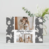 elegante moderne Pasen, familie drie fotocollage Feestdagenkaart (Staand voorkant)