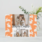 elegante moderne Pasen, familie drie fotocollage Feestdagenkaart (Staand voorkant)