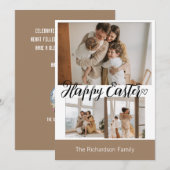 elegante moderne Pasen, familie drie fotocollage Feestdagenkaart (Voorkant / Achterkant)