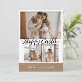 elegante moderne Pasen, familie drie fotocollage Feestdagenkaart (Staand voorkant)