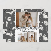 elegante moderne Pasen, familie drie fotocollage Feestdagenkaart (Voorkant / Achterkant)