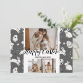 elegante moderne Pasen, familie drie fotocollage Feestdagenkaart (Staand voorkant)