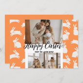 elegante moderne Pasen, familie drie fotocollage Feestdagenkaart (Voorkant / Achterkant)