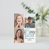 elegante moderne Pasen, familie drie fotocollage Feestdagenkaart (Staand voorkant)
