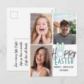 elegante moderne Pasen, familie drie fotocollage Feestdagenkaart (Voorkant / Achterkant)