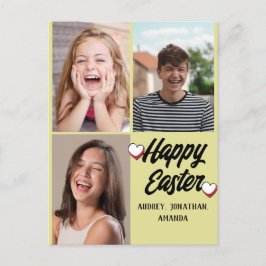 elegante moderne Pasen, familie drie fotocollage Feestdagenkaart