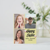 elegante moderne Pasen, familie drie fotocollage Feestdagenkaart (Staand voorkant)