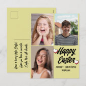elegante moderne Pasen, familie drie fotocollage Feestdagenkaart (Voorkant / Achterkant)