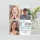 elegante moderne Pasen, familie drie fotocollage Kaart (Staand voorkant)