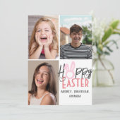 elegante moderne Pasen, familie drie fotocollage Kaart (Staand voorkant)