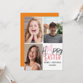 elegante moderne Pasen, familie drie fotocollage Kaart (Voorkant / Achterkant in situ)
