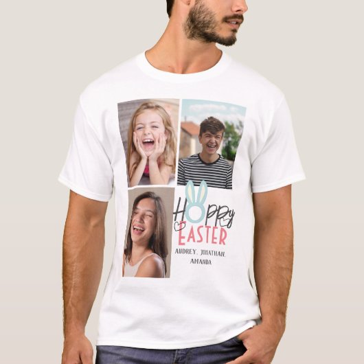 elegante moderne Pasen, familie drie fotocollage T-shirt (Voorkant)