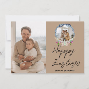 elegante moderne Pasen, familie twee fotocollage Feestdagenkaart