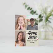 elegante moderne Pasen gezinscollage met drie foto Feestdagenkaart (Staand voorkant)