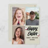 elegante moderne Pasen gezinscollage met drie foto Feestdagenkaart (Voorkant / Achterkant)