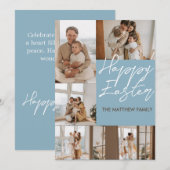 elegante moderne Pasen gezinscollage met vijf foto Feestdagenkaart (Voorkant / Achterkant)