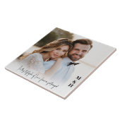 Elegante moderne pasgetrouwden foto bruiloft tegeltje (Zijkant)