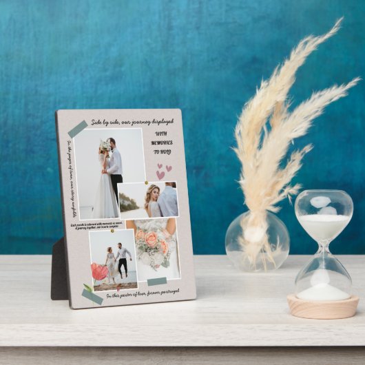 Elegante moderne pasgetrouwden foto collage bruilo fotoplaat (Zijkant)