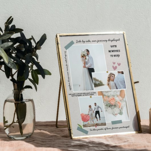 Elegante moderne pasgetrouwden foto collage bruilo fotoplaat