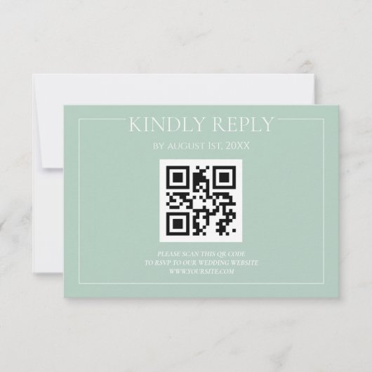 Elegante moderne pastel groene bruiloft RSVP kaartje (Voorkant)