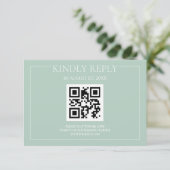 Elegante moderne pastel groene bruiloft RSVP kaartje (Staand voorkant)