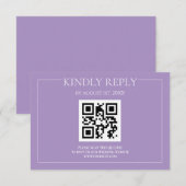 Elegante moderne pastel Paarse bruiloft RSVP Kaartje (Voorkant / Achterkant)