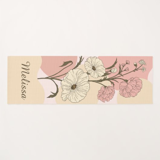 Elegante moderne pastel Sinaasappel en roze bloeme Yogamat (Voorkant (horizontaal))