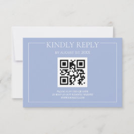 Elegante moderne pastelblauwe trouw RSVP kaartje