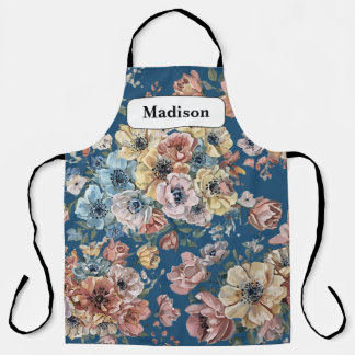 Elegante moderne pastelbloemen gepersonaliseerd ca schort