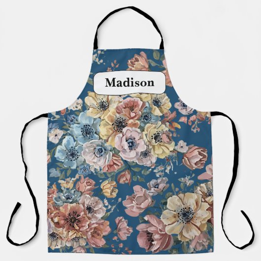 Elegante moderne pastelbloemen gepersonaliseerd ca schort (Voorkant)